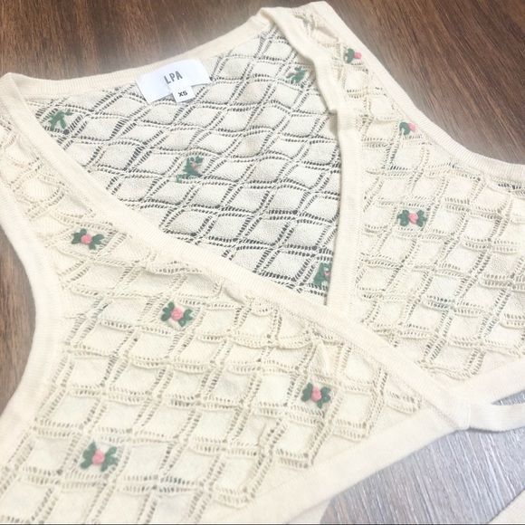 LPA Daphne Embroidered Wrap Top in Ivory & Pink Floral - Picture 3 of 6